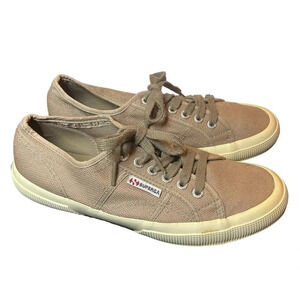 Superga shoes canvas lace up  sneakers tan brown women’s size 8.5